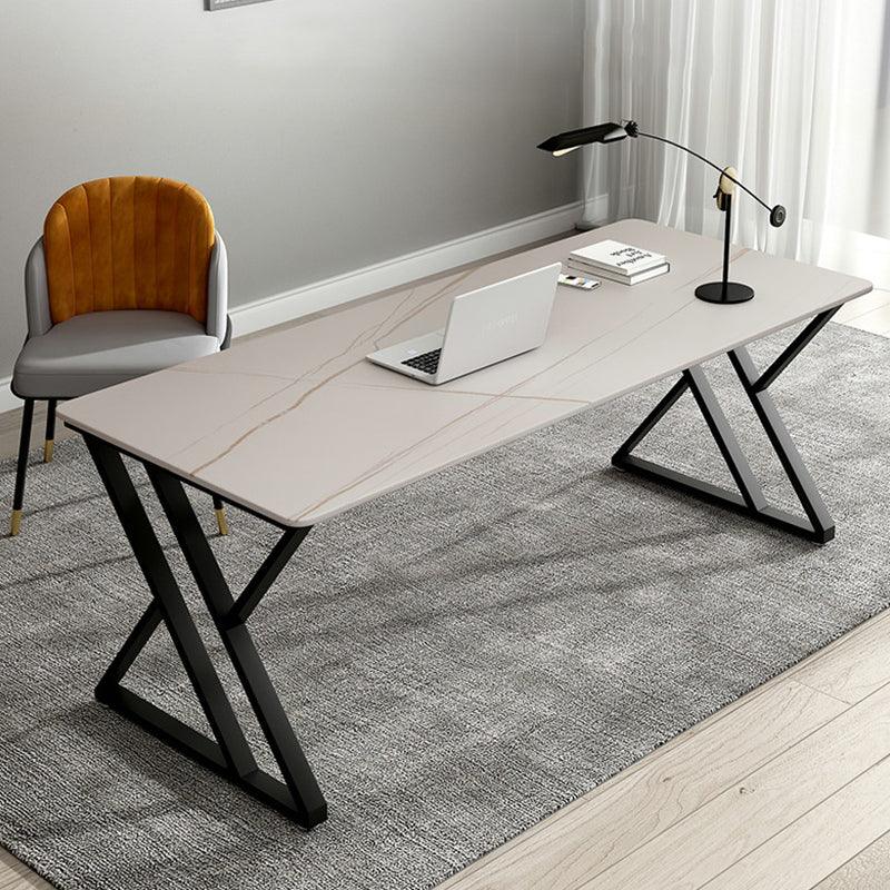 Simone Office Desk, Sintered Stone, side view of office desk and drawers
