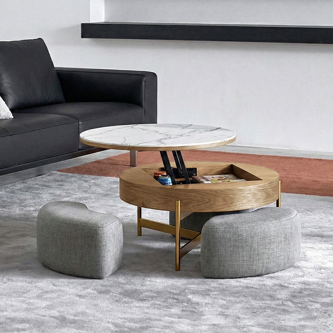 Josiah Round Lift-Top Coffee Table-Weilai Concept