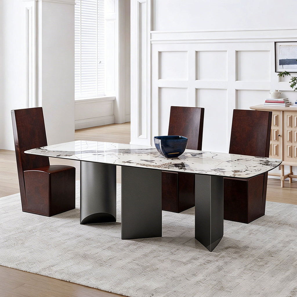Nala Dining Table With Black Legs, Sintered Stone - round table dining table set