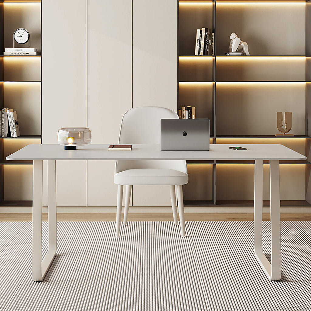 Kwame Office Desk With Office Chair, White, side view of office desk chairs with lumbar support