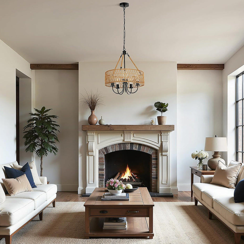 Helena Rattan Lighting 5-Light Chandelier-Weilai Concept