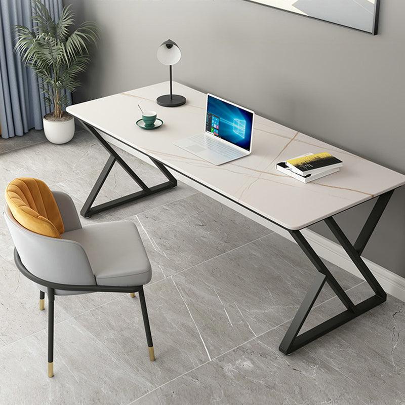 Simone Office Desk, Sintered Stone in a lifestyle setting with office desk corner