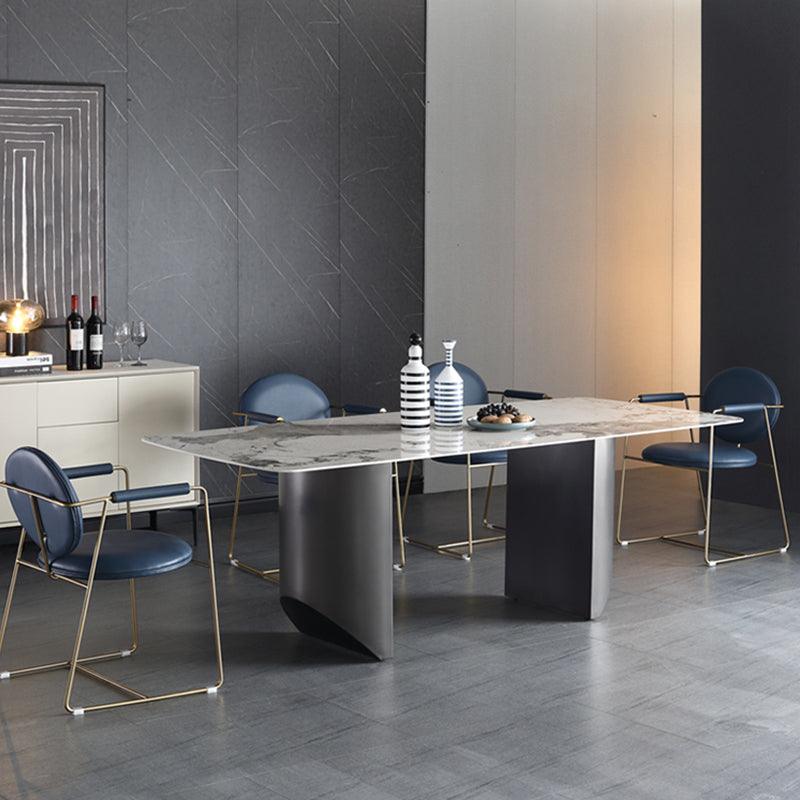 Detail view of Boston Dining Table, Sintered Stone with round kitchen dining table set