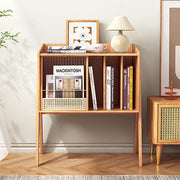 Detail view of Calvin Side Table with Mini Book Storage with salvaged wood sideboard