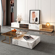 AnMoo Nesting Coffee Table Set With TV Stand, Golden Base-Weilai Concept-Weilai Concept