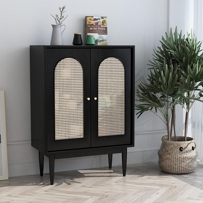 Neema Sideboard, Side Cabinet, Black & Rattan in a lifestyle setting with drinks cabinet sideboard