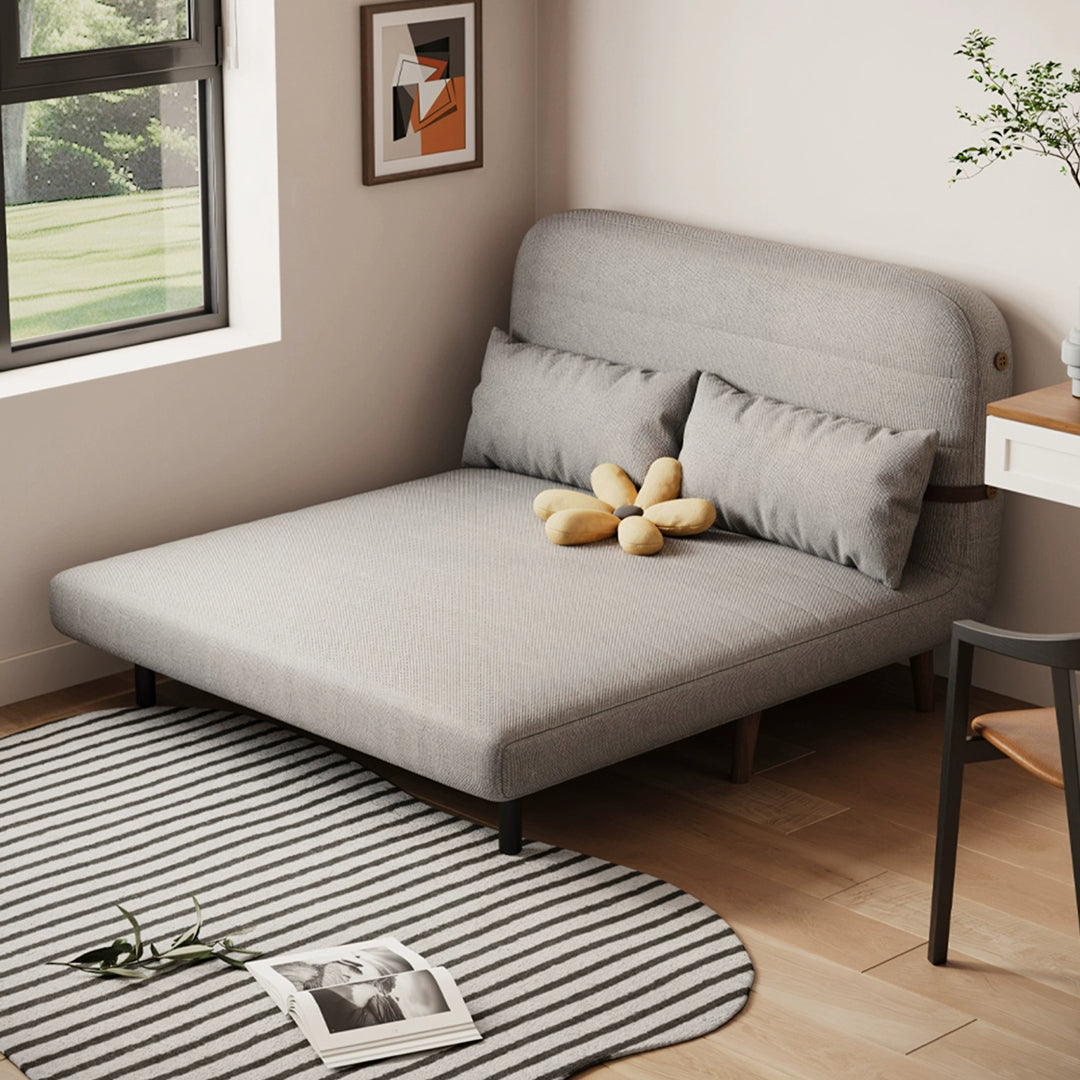 Evans Single Seater, Two Seater Sofa Bed, Linen, side view of bed sofa come bed