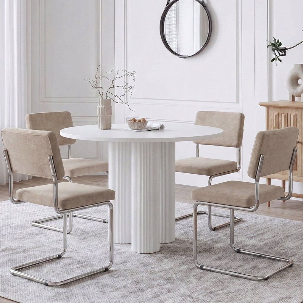 Vogue Round Dining Table, side view of dunelm dining table