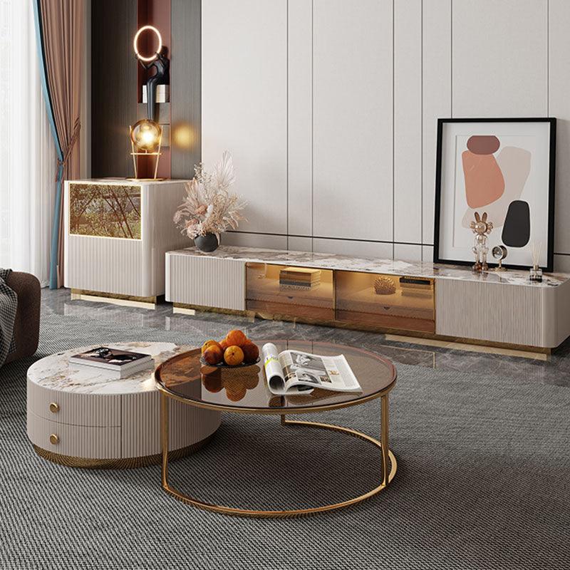 Eden II Living Room Coffee Table Set, TV Stand with white sideboard living room