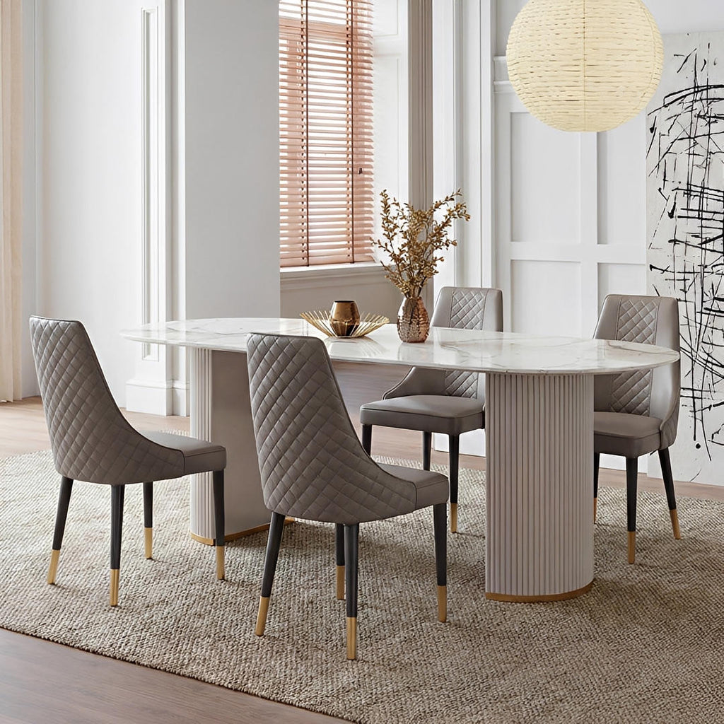 Costanza Dining Table, Sintered Stone, White, side view