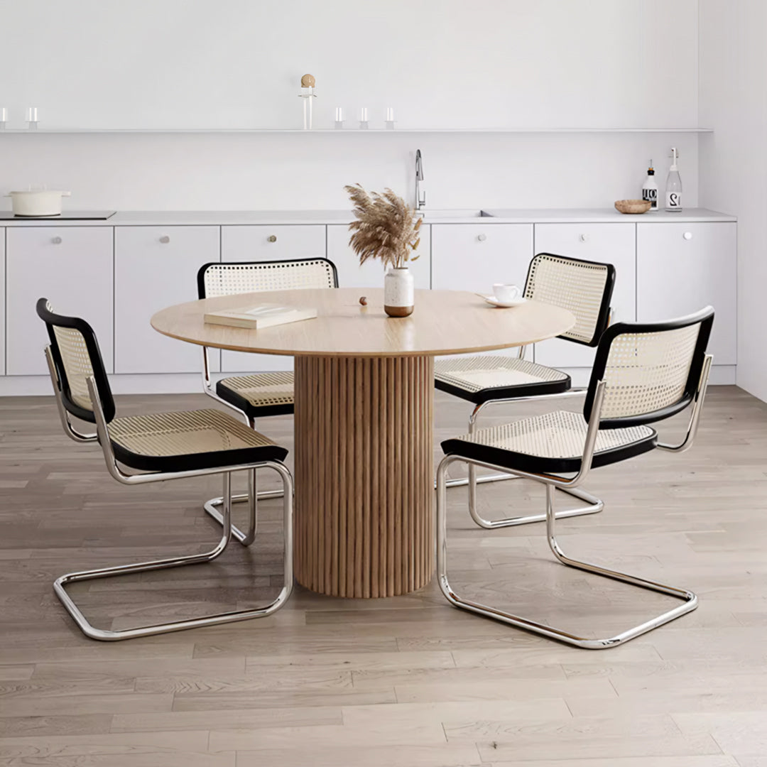 Ivar Round Dining Table, Oak Or Walnut with walnut dining table
