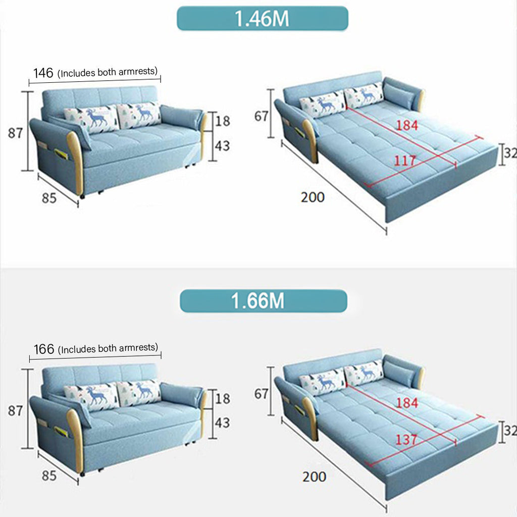 Two Seater Sofa Bed, Blue with sofa bed for sell