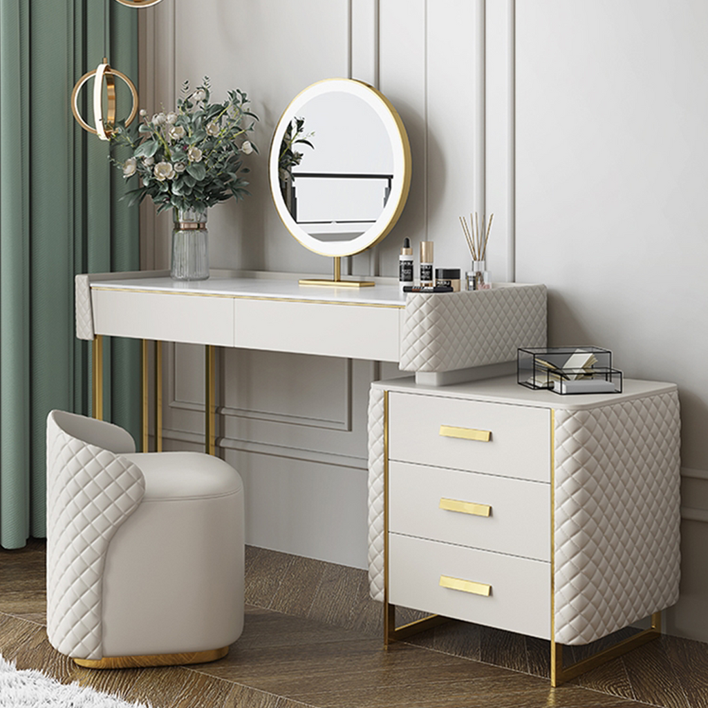 Joshua Dressing Table, White, side view of calligaris dining table