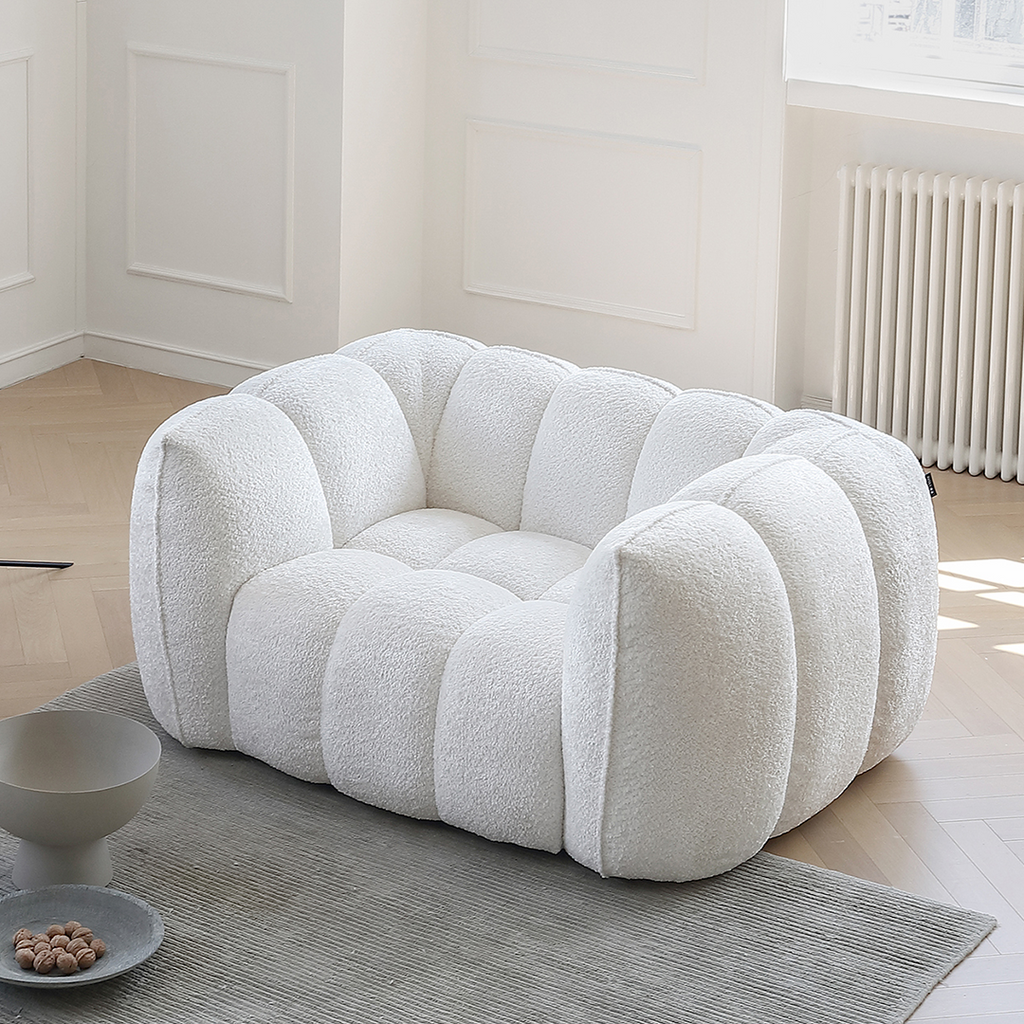 Oxley Pumpkin Single Seater Sofa, Armchair, White - dining table with bench chairs