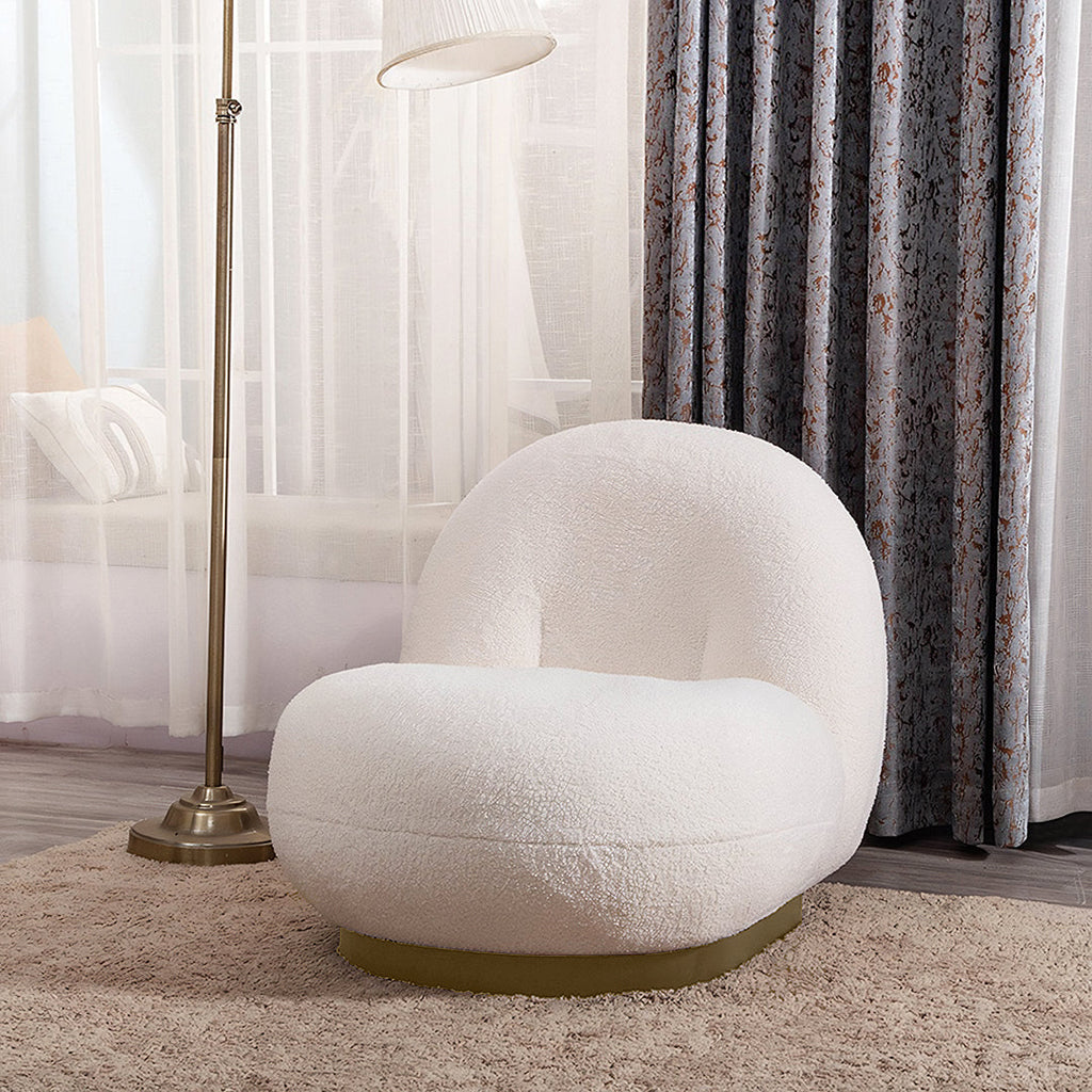 Gubi Pacha Swivel Accent Chair, Boucle With Gold Base-Weilai Concept