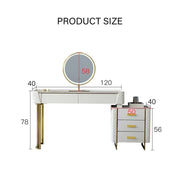 Duran Dressing Table With LED Mirror, Cream-Weilai Concept-Option 2 With 50cm Chest of Drawers-With Stool-Weilai Concept