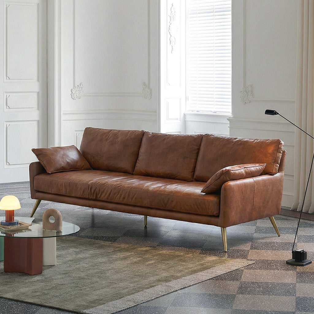 Luna Three Seaters Sofa, Three Seater Corner Sofa, Real Leather, side view of black sofa corner