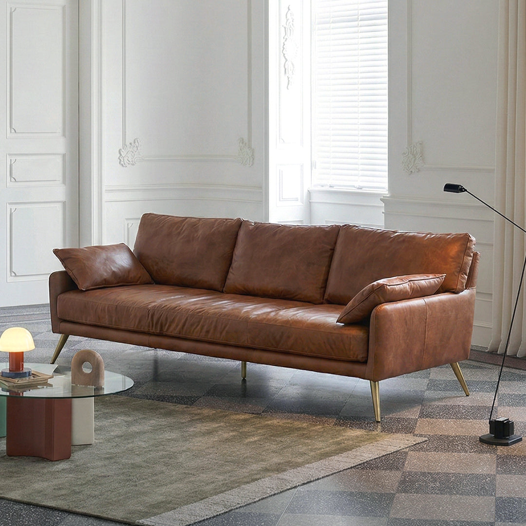 Luna Three Seaters Sofa, Three Seater Corner Sofa, Real Leather, side view of black sofa corner