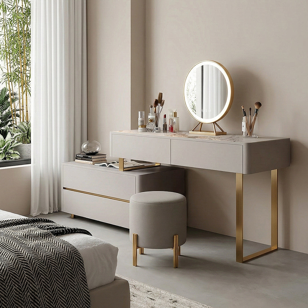 Davidson Dressing Table With LED Mirror, Extendable, Corner Dressing Table