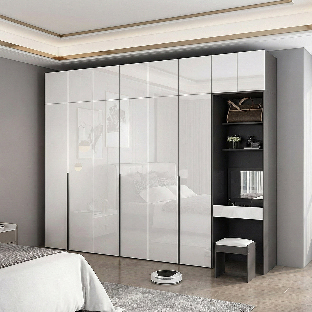 Nascimento Corner Wardrobe, Tall Wardrobe, L Shape Wardrobe With Dressing Table-Weilai Concept
