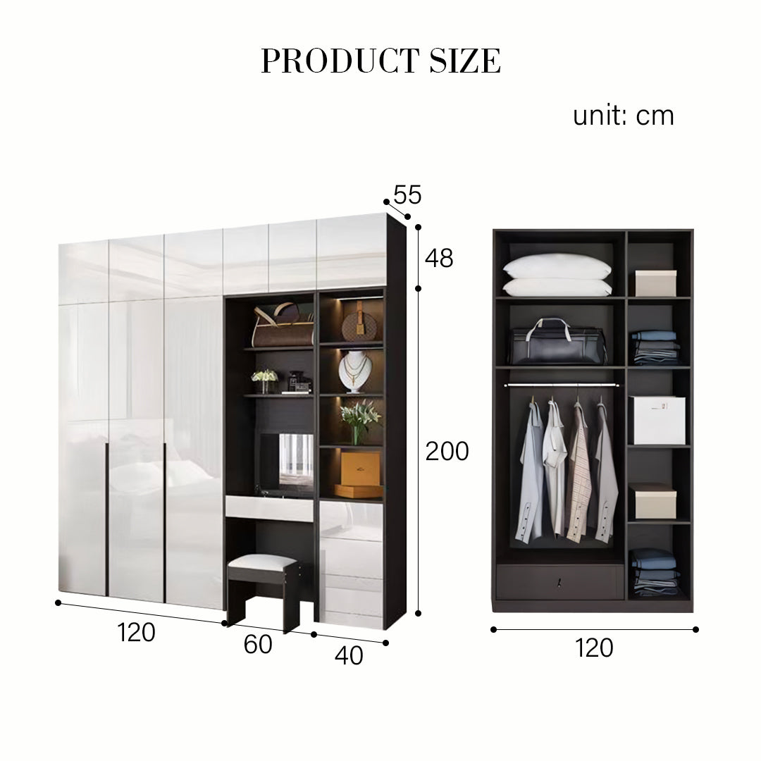Nascimento Corner Wardrobe, Tall Wardrobe, L Shape Wardrobe With Dressing Table-Weilai Concept