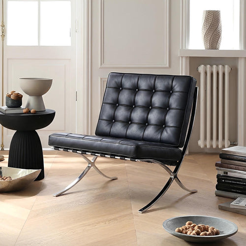 Barcelona Chair And Ottoman, Real Leather