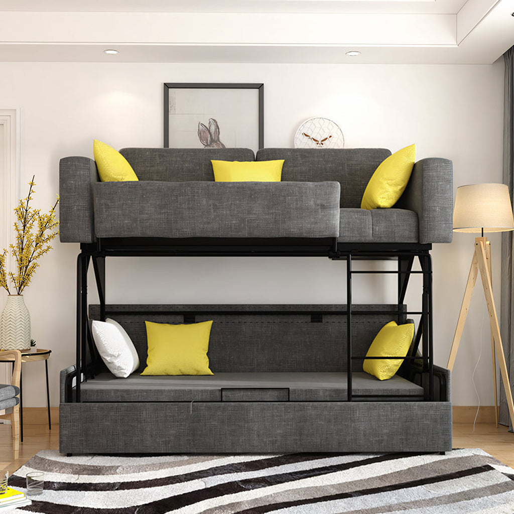 Pérez Two Seater Sofa Bed, Bunk Bed, Linen with sofa bed london