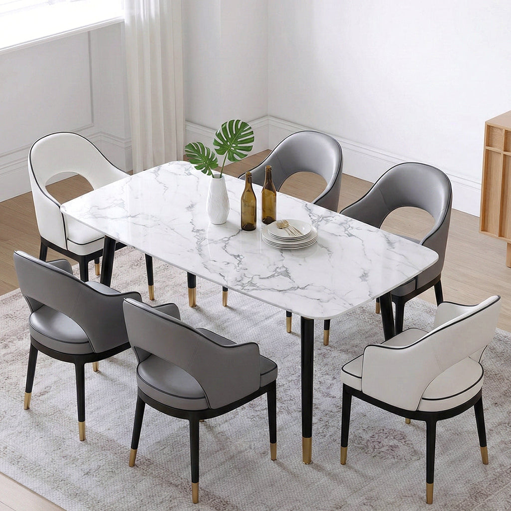 Malvern Dining Table, White, side view of white color dining table