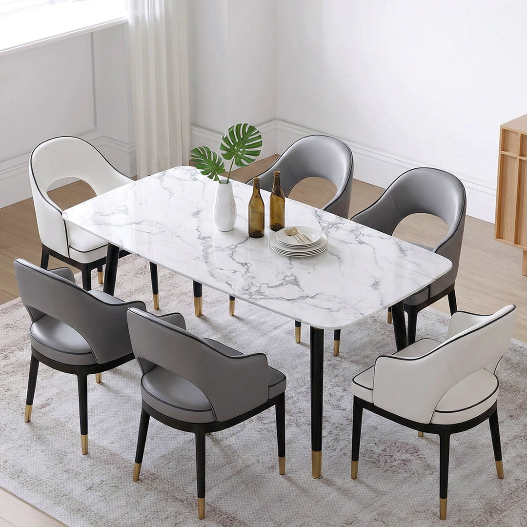 Malvern Dining Table, White, side view of white color dining table
