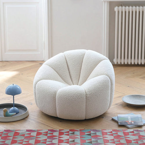 Arsav Pumpkin Armchair, White Boucle
