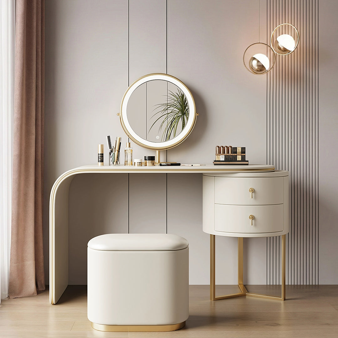 Noorali Dressing Table with Mirror, More Colors Available-Cream-80cm-Weilai Concept