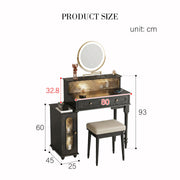 Scarlett Dressing Table With Side Cabinet & LED Mirror-Weilai Concept