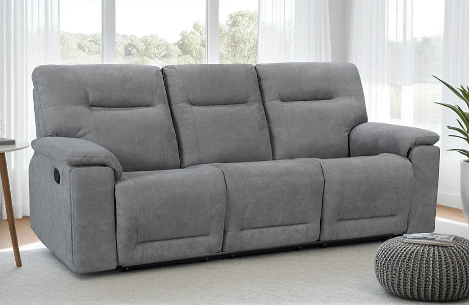 Stanley Manual Recliner Sofa Grey 3 Seater