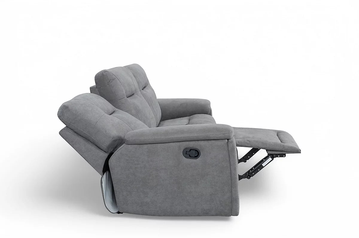 Stanley Manual Recliner Sofa Grey 3 Seater