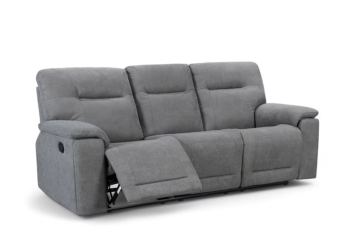 Stanley Manual Recliner Sofa Grey 3 Seater
