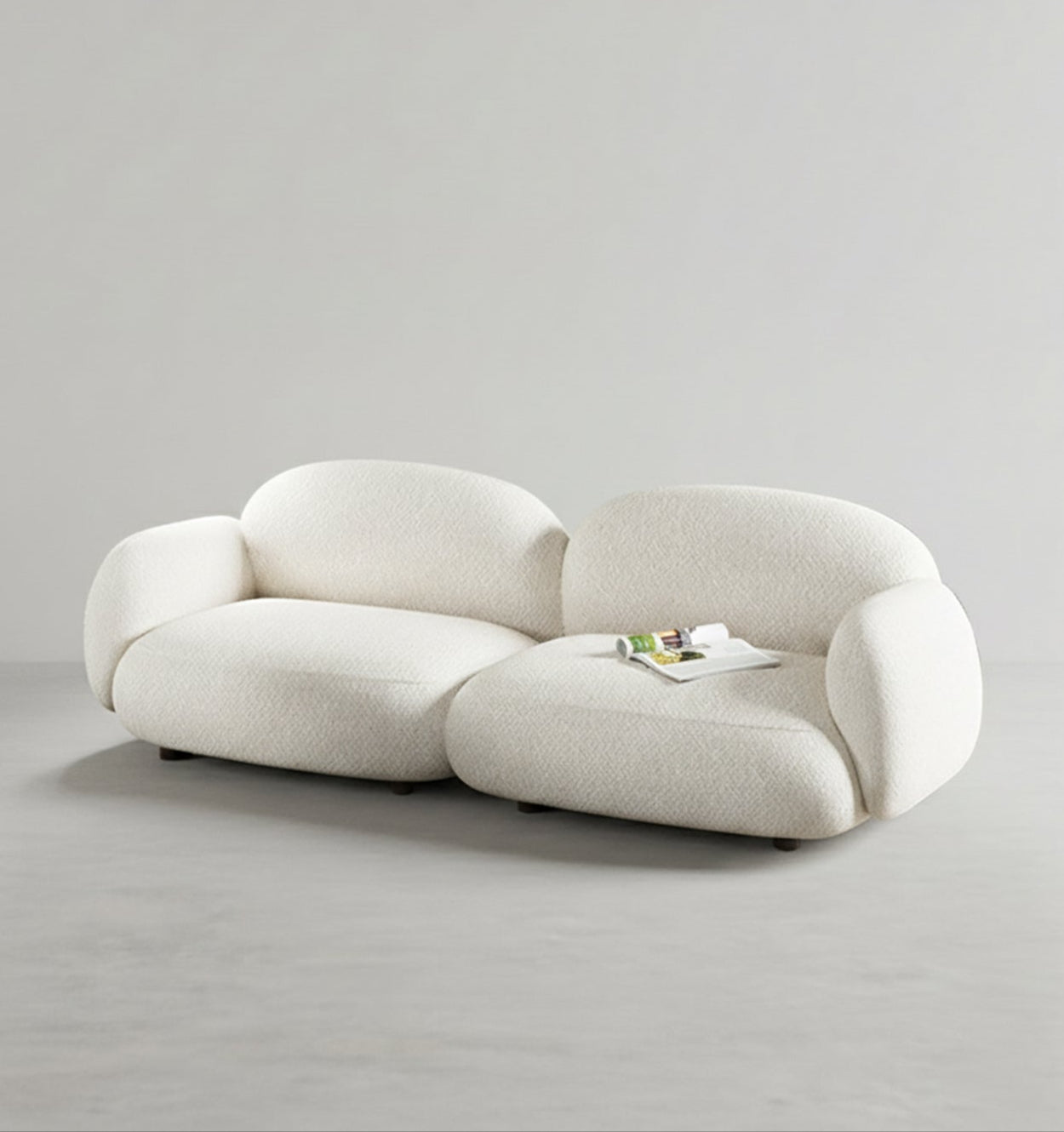 Caden Cloud Two Seater Sofa, White Boucle-Weilai Concept