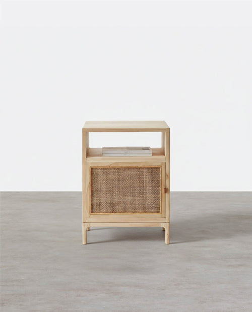 Cane Mini Side Table, Natural Rattan & Ash Esche Wood-Weilai Concept
