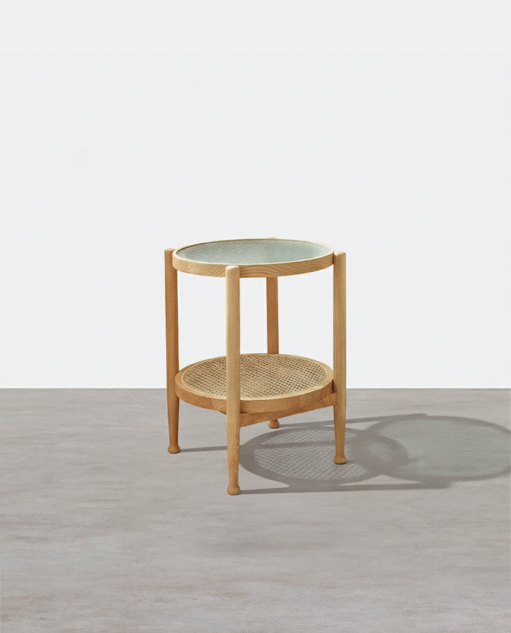 Cement Round Side Table, Glass-Weilai Concept