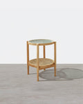 Cement Round Side Table, Glass-Weilai Concept
