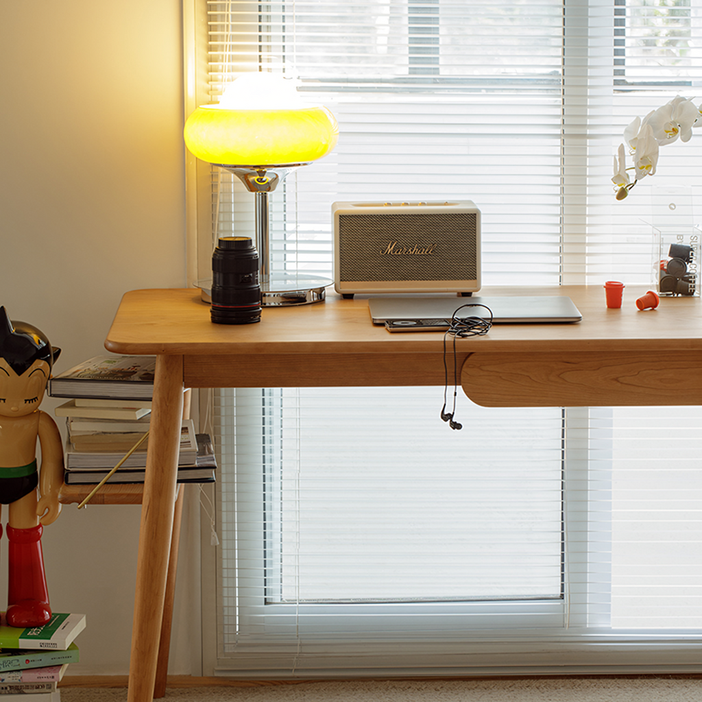 Oak Office Desk, Three Woods Available in a lifestyle setting with home office desks