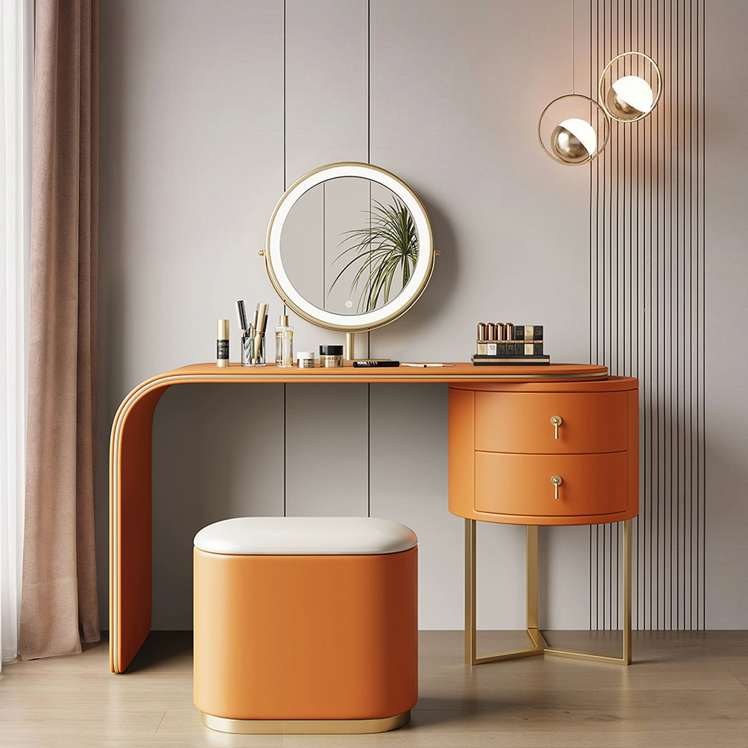 Noorali Dressing Table with Mirror, More Colors Available-Orange-80cm-Weilai Concept