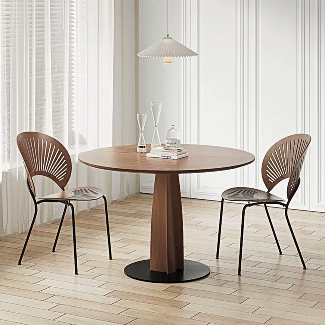 Detail view of Seraphina Round Dining Table, Solid Wood with bespoke dining table