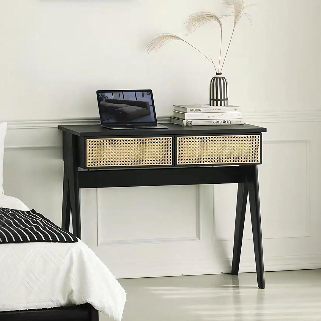 Detail view of Lambeth Office Desk, Black with large office desk