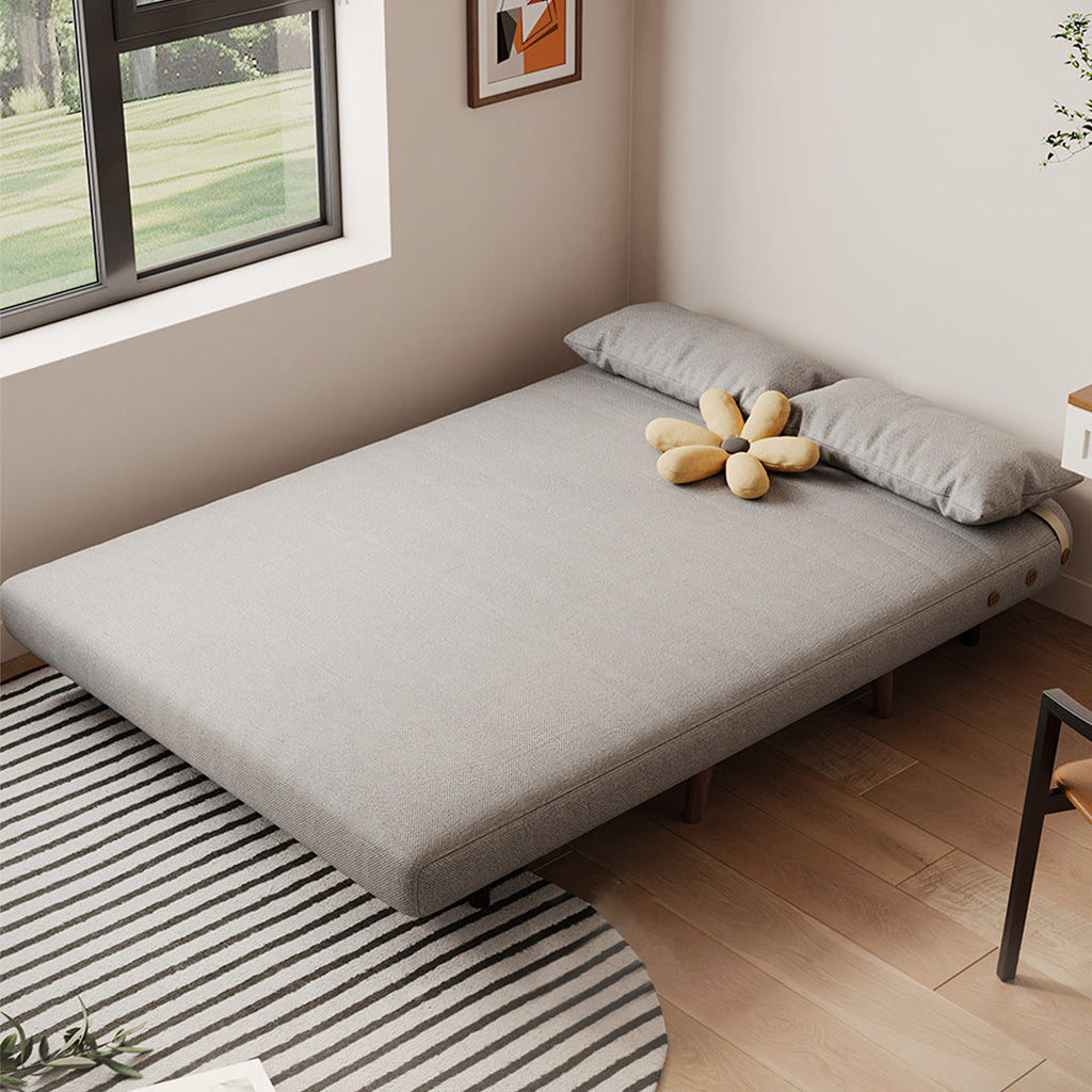 Evans Single Seater, Two Seater Sofa Bed, Linen in a lifestyle setting with bed sofas