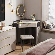 Amigo Small Corner Dressing Table, Slimline Dressing Table, With LED Mirror-Weilai Concept-Weilai Concept