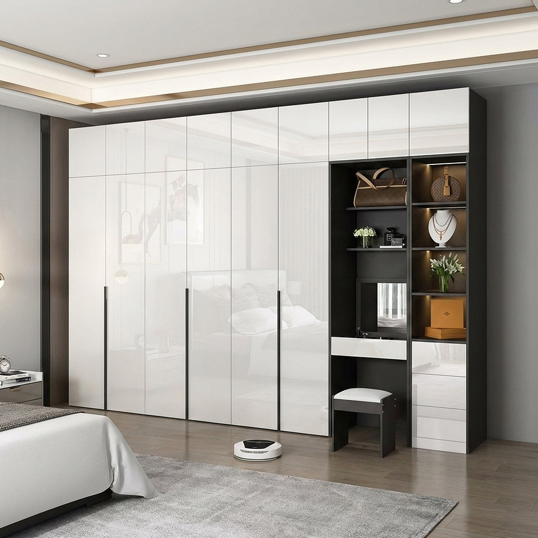 Nascimento Corner Wardrobe, Tall Wardrobe, L Shape Wardrobe With Dressing Table-Weilai Concept