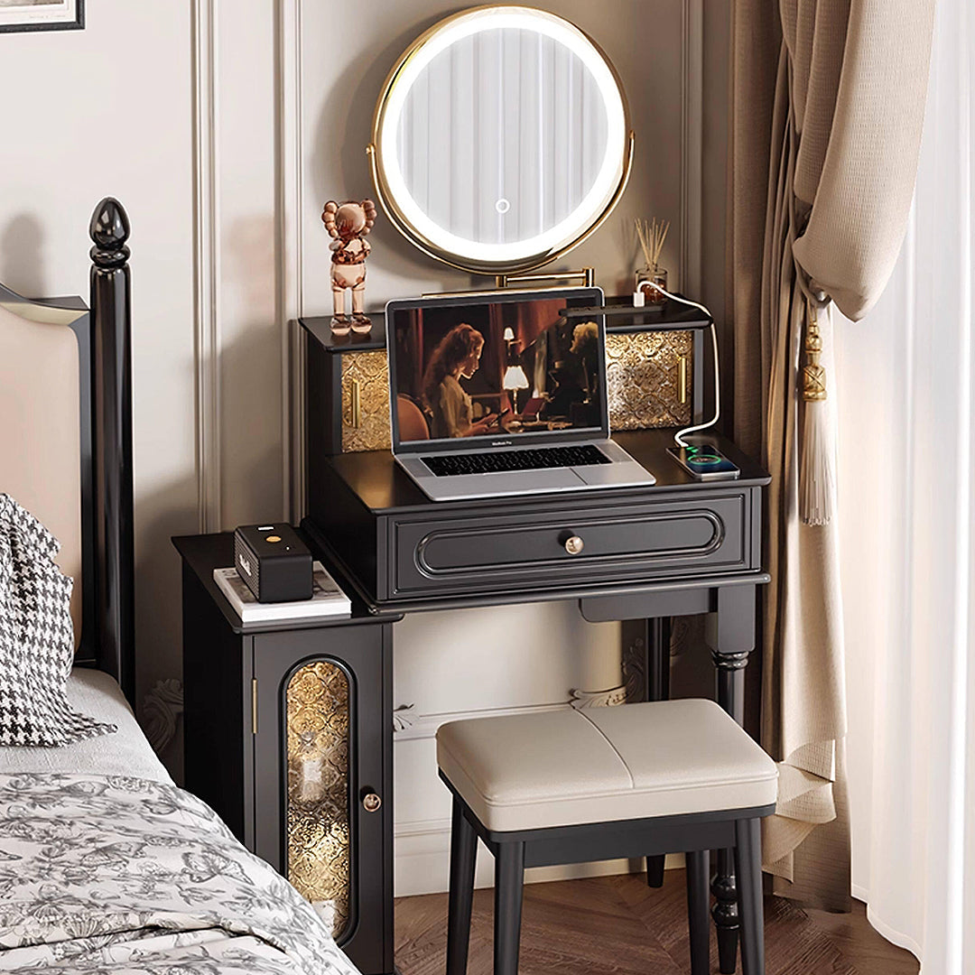 Scarlett Dressing Table With Side Cabinet & LED Mirror-Weilai Concept