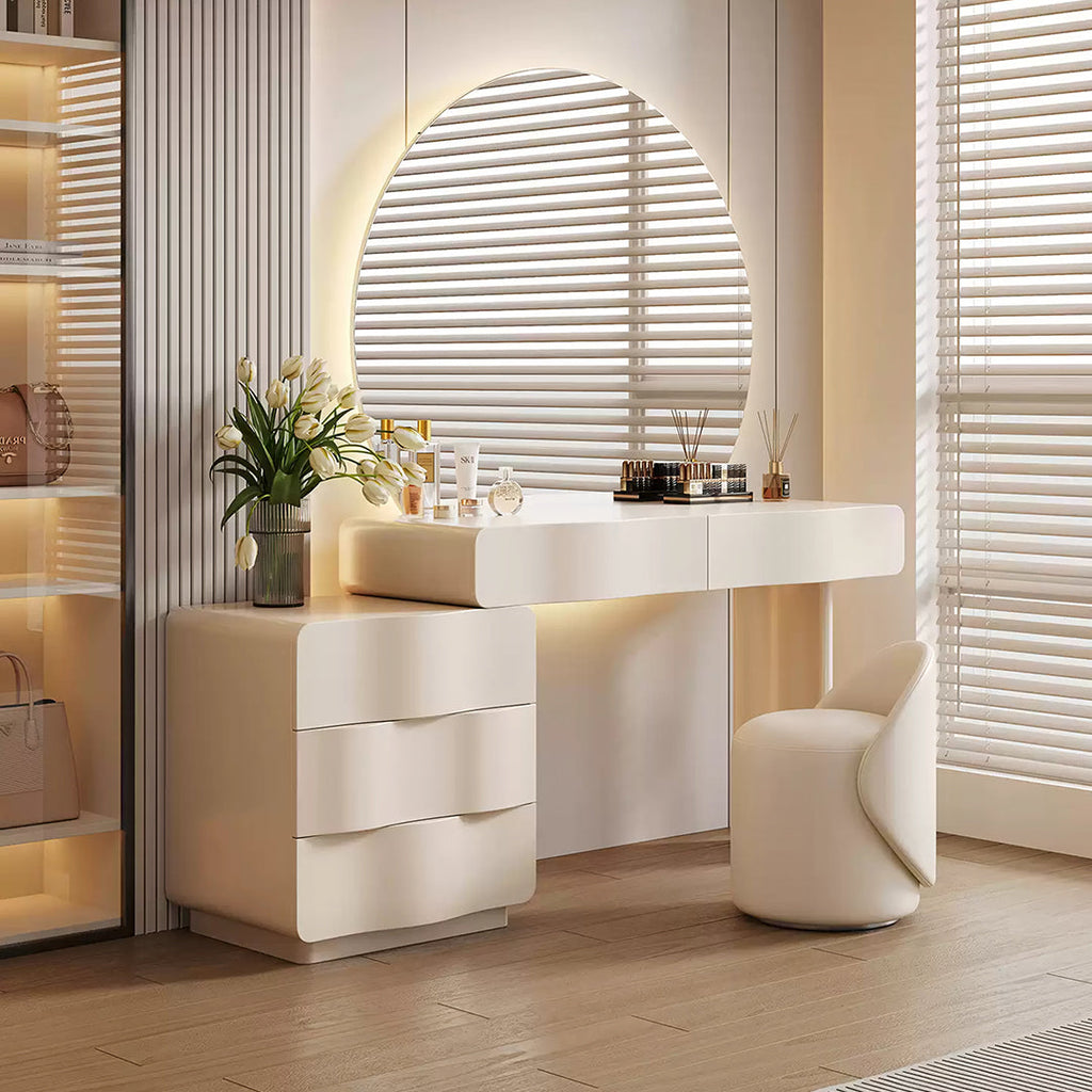 Radcliffe Dressing Table With Large LED Mirror, Cream-Weilai Concept