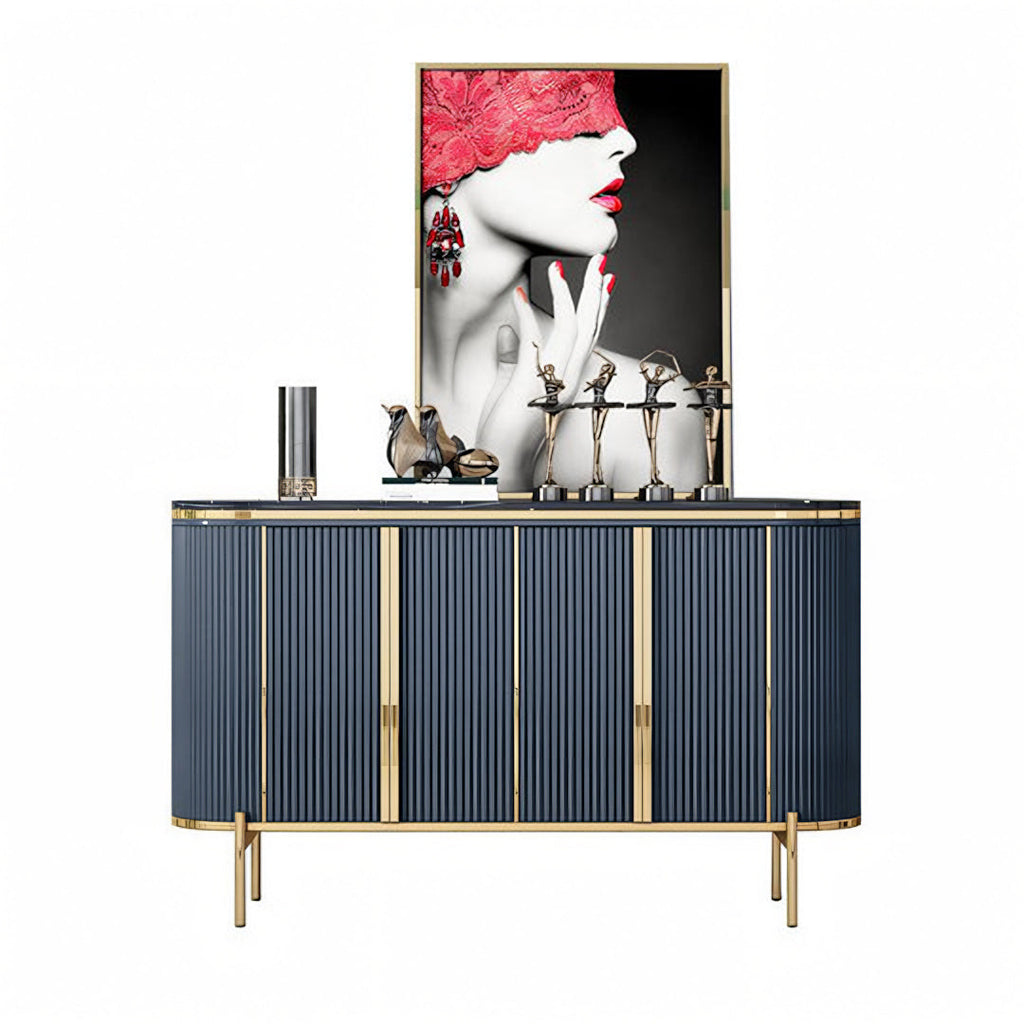 Elec Sideboard, Green & Gold with narrow sideboard 30cm depth