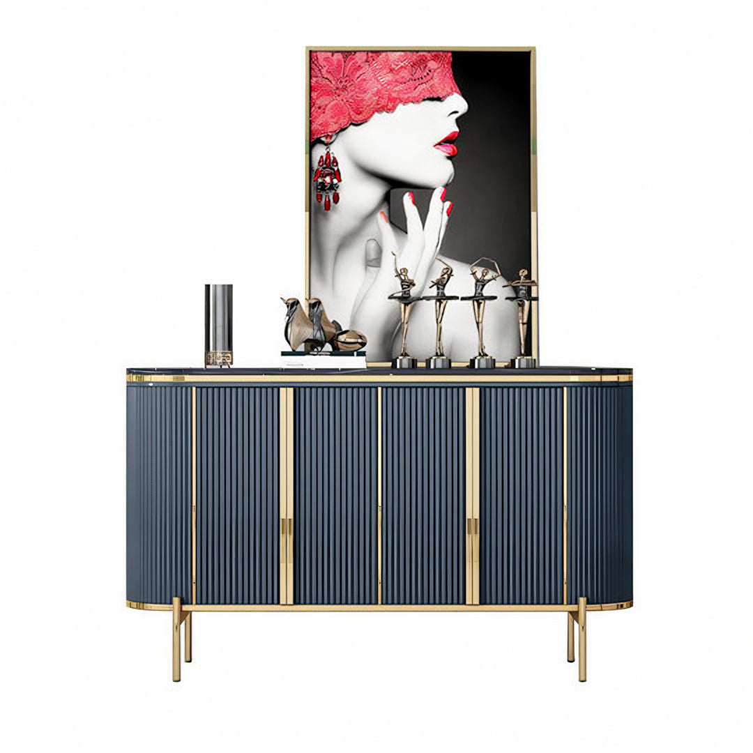 Elec Sideboard, Green & Gold with narrow sideboard 30cm depth